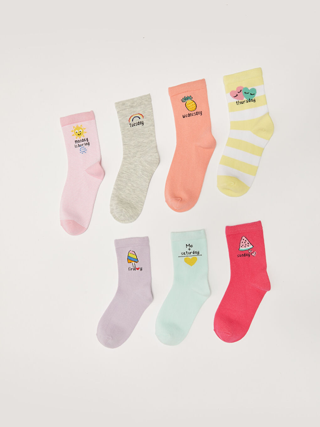 Носки для девочек с принтом, 7 предметов-1