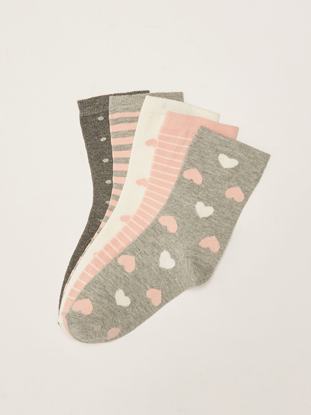 جوارب للكاحل منقوشة للبنات - عبوة من 5 قطع