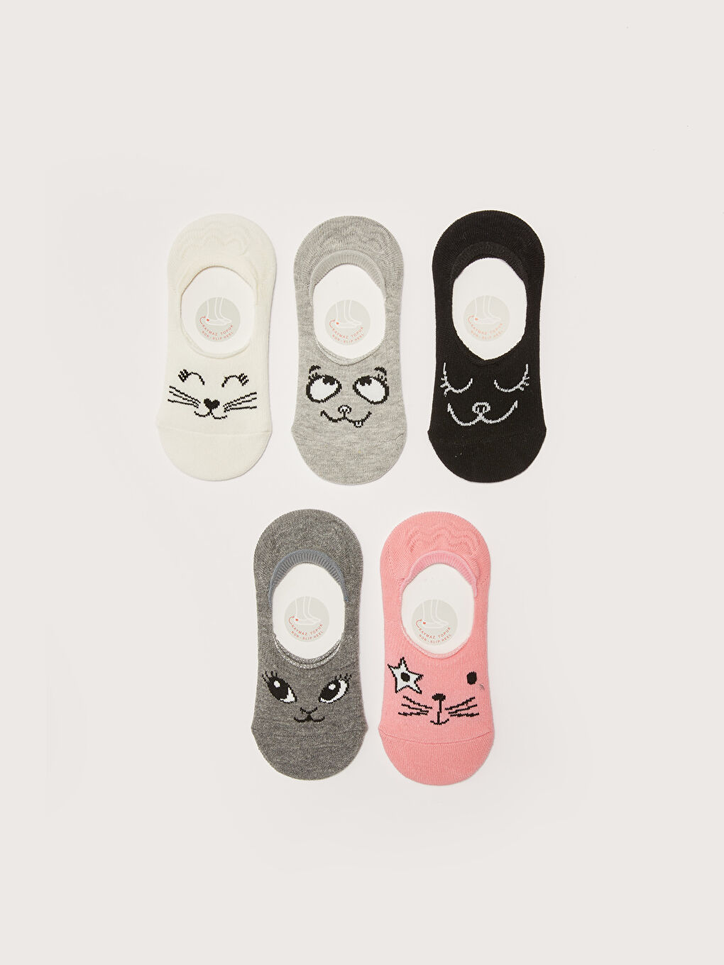 Patterned Girls' Invisible Socks 5 Pack-1