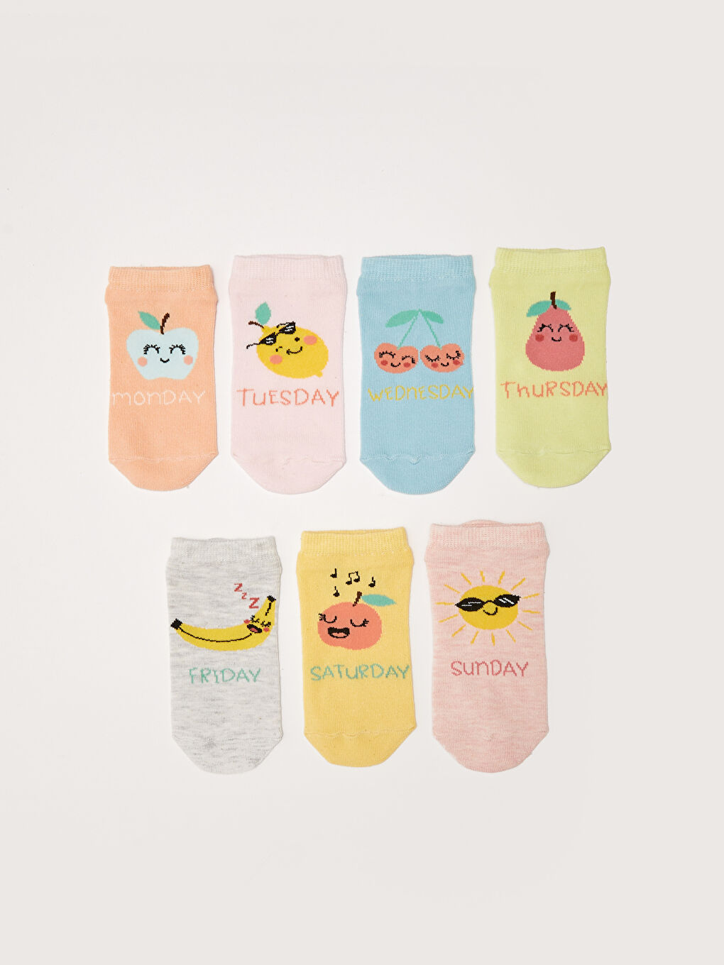 Patterned Girls' Trainer Socks 7 Pack-1
