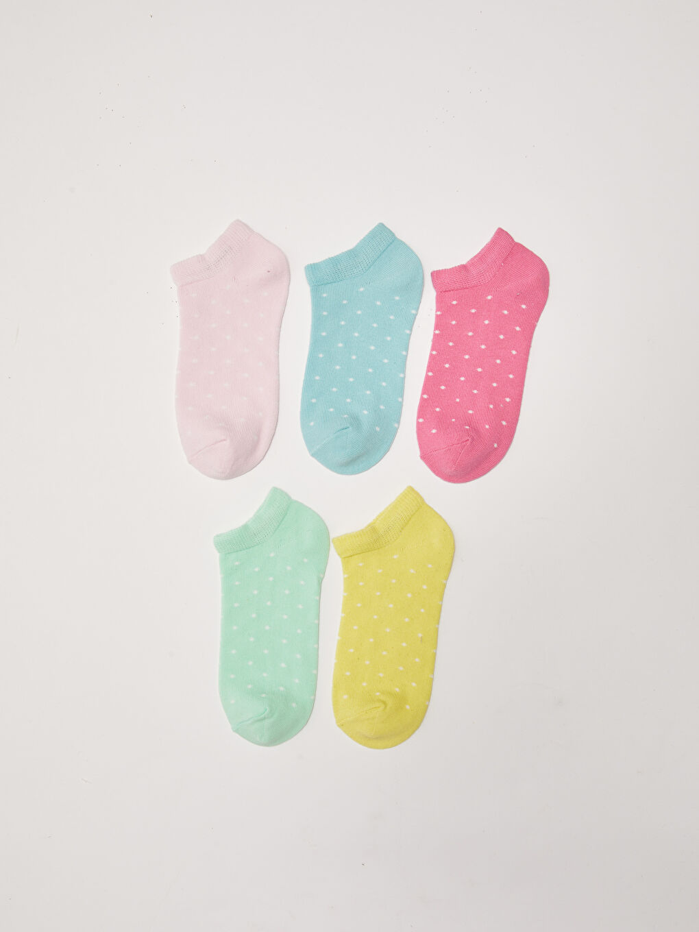 Pembe Desenli Kız Çocuk Patik Çorap 5'li-1