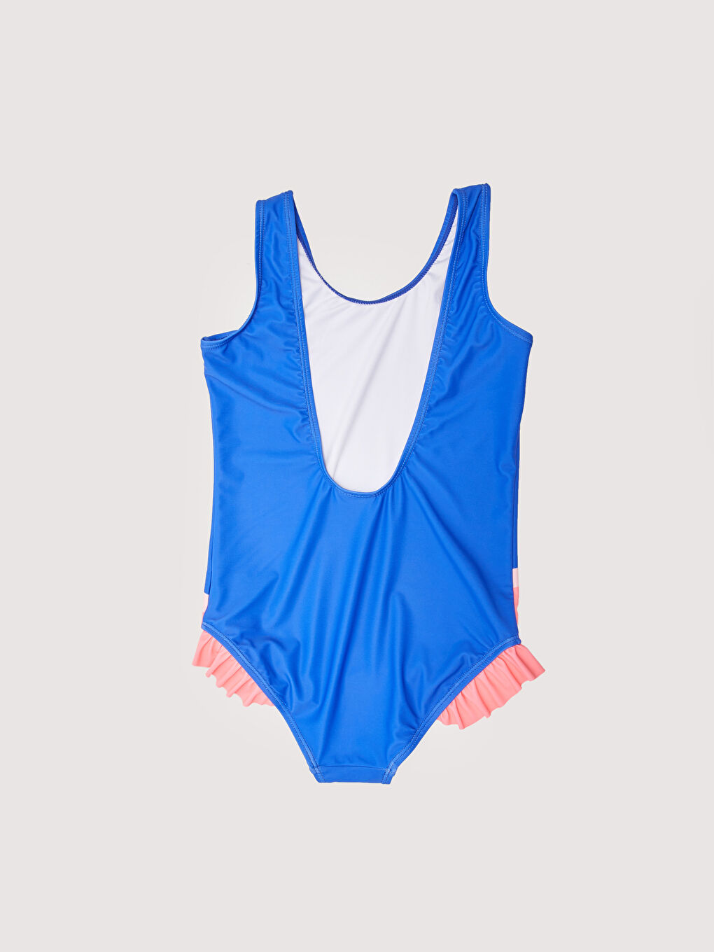 Mavi Esnek Kumaştan Baskılı Kız Çocuk Mayo-1