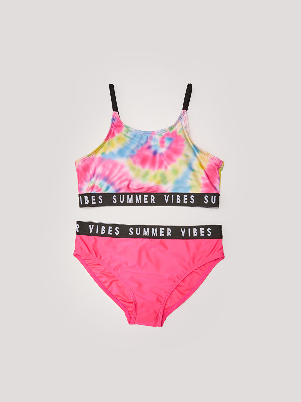 بيكيني للبنات بقماش مطبوع قابل للتمدد