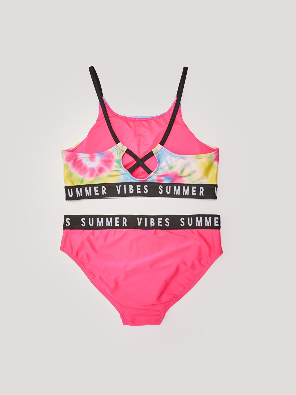 بيكيني للبنات بقماش مطبوع قابل للتمدد-1