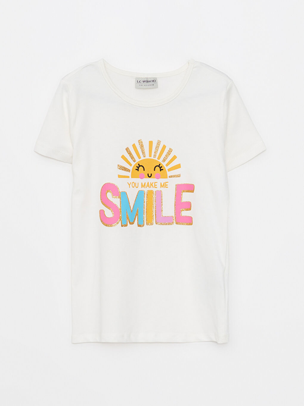 Crew Neck Printed Short Sleeve Cotton Girl T-shirt
