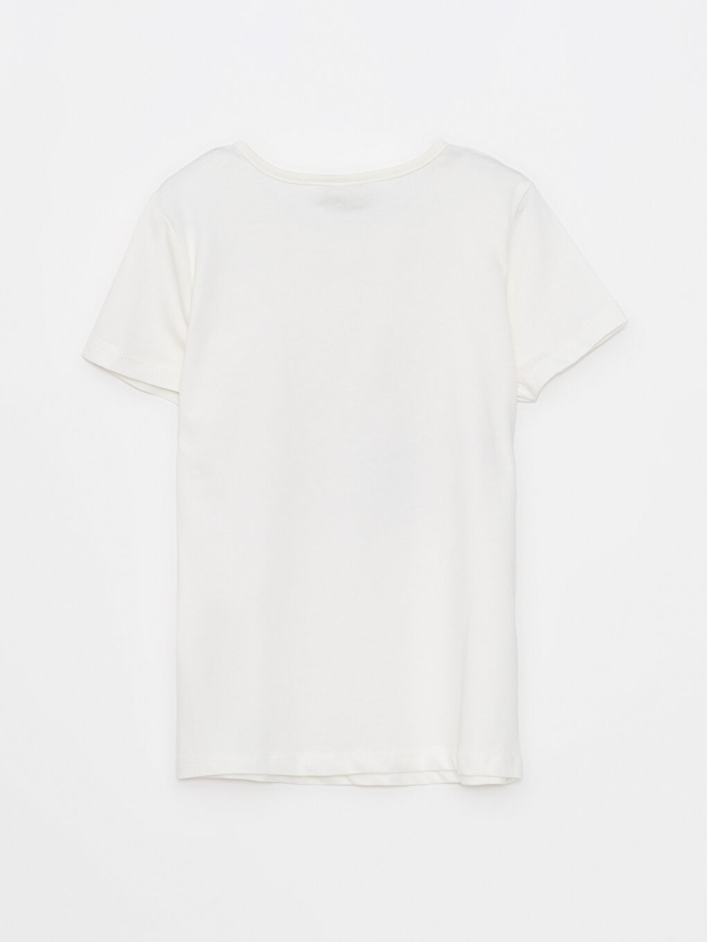 Crew Neck Printed Short Sleeve Cotton Girl T-shirt-1