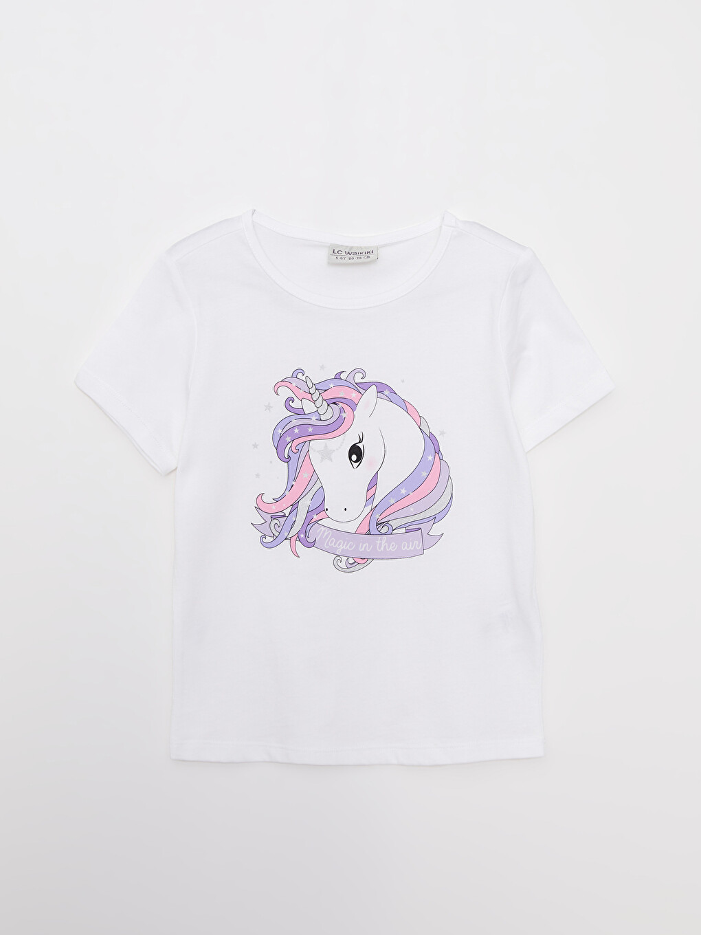 Crew Neck Printed Short Sleeve Girls' T-Shirt