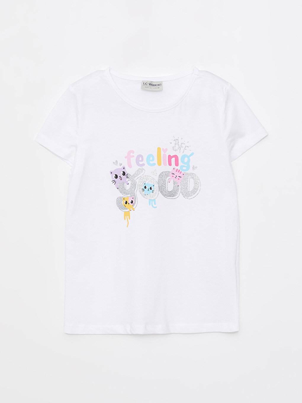 Crew Neck Printed Short Sleeve Cotton Girl T-shirt