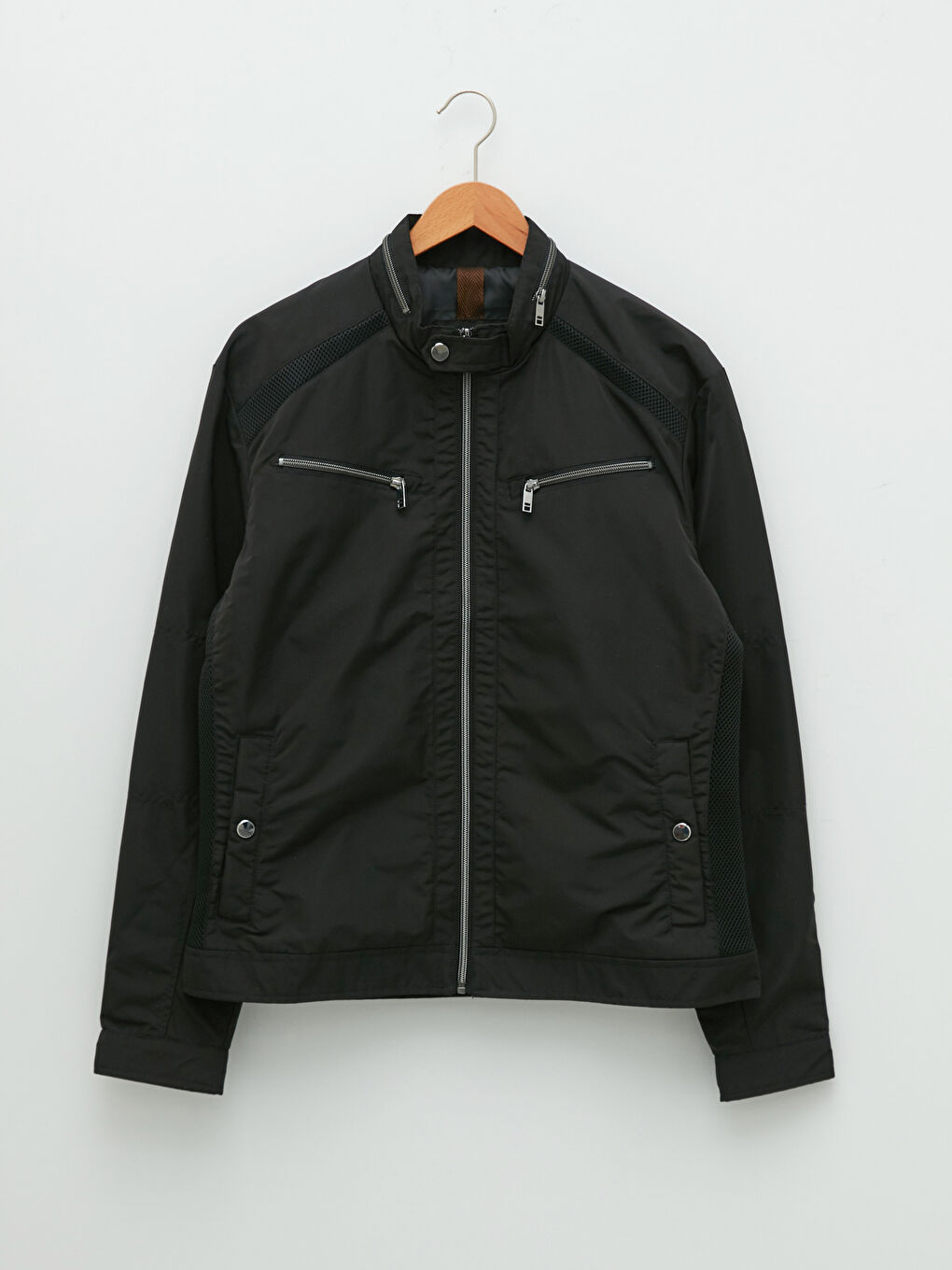 Slim Fit Biker Collar Thin Men's Coat-5