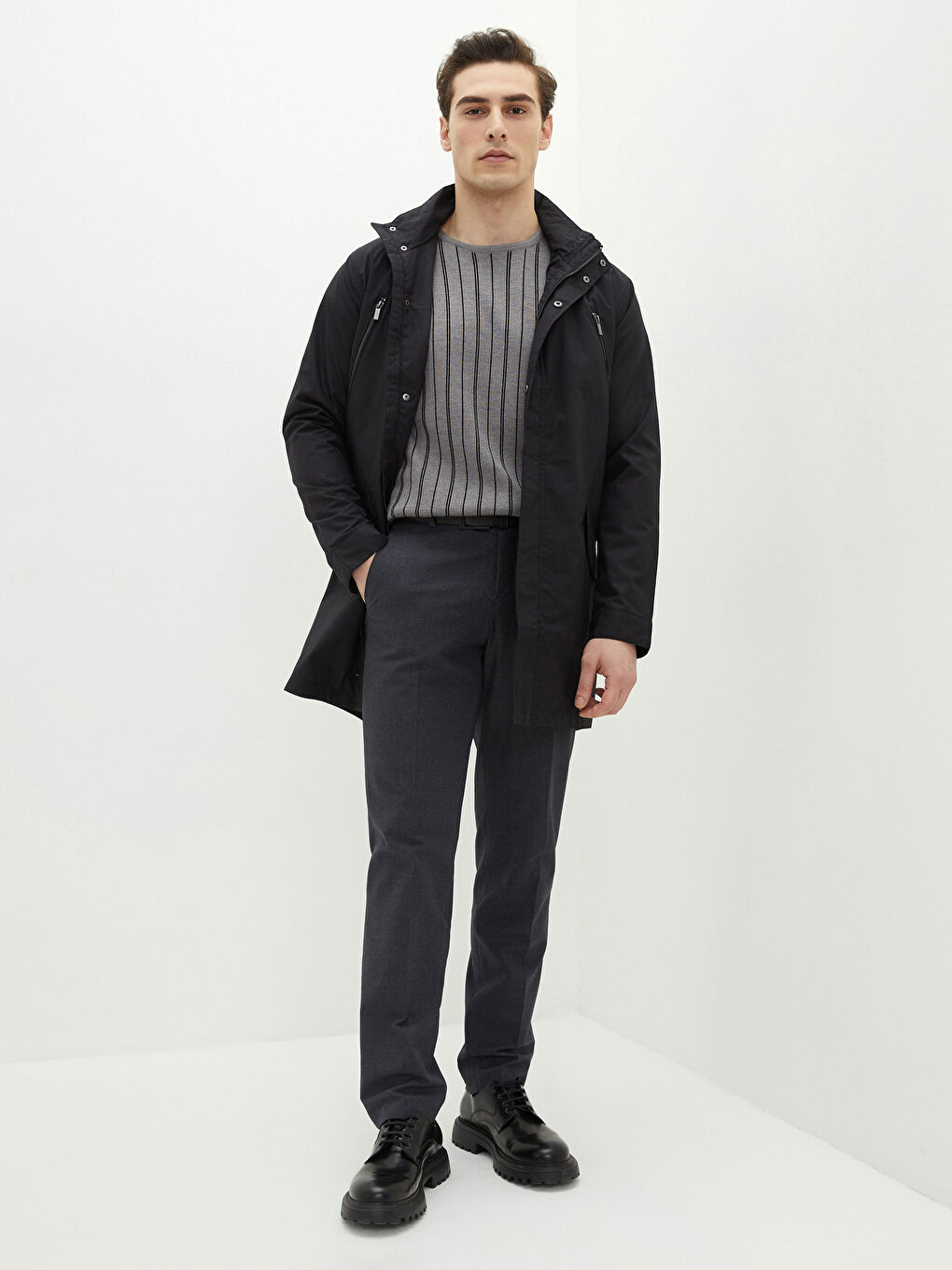 Standard Fit Hooded Thin Men's Coat-1