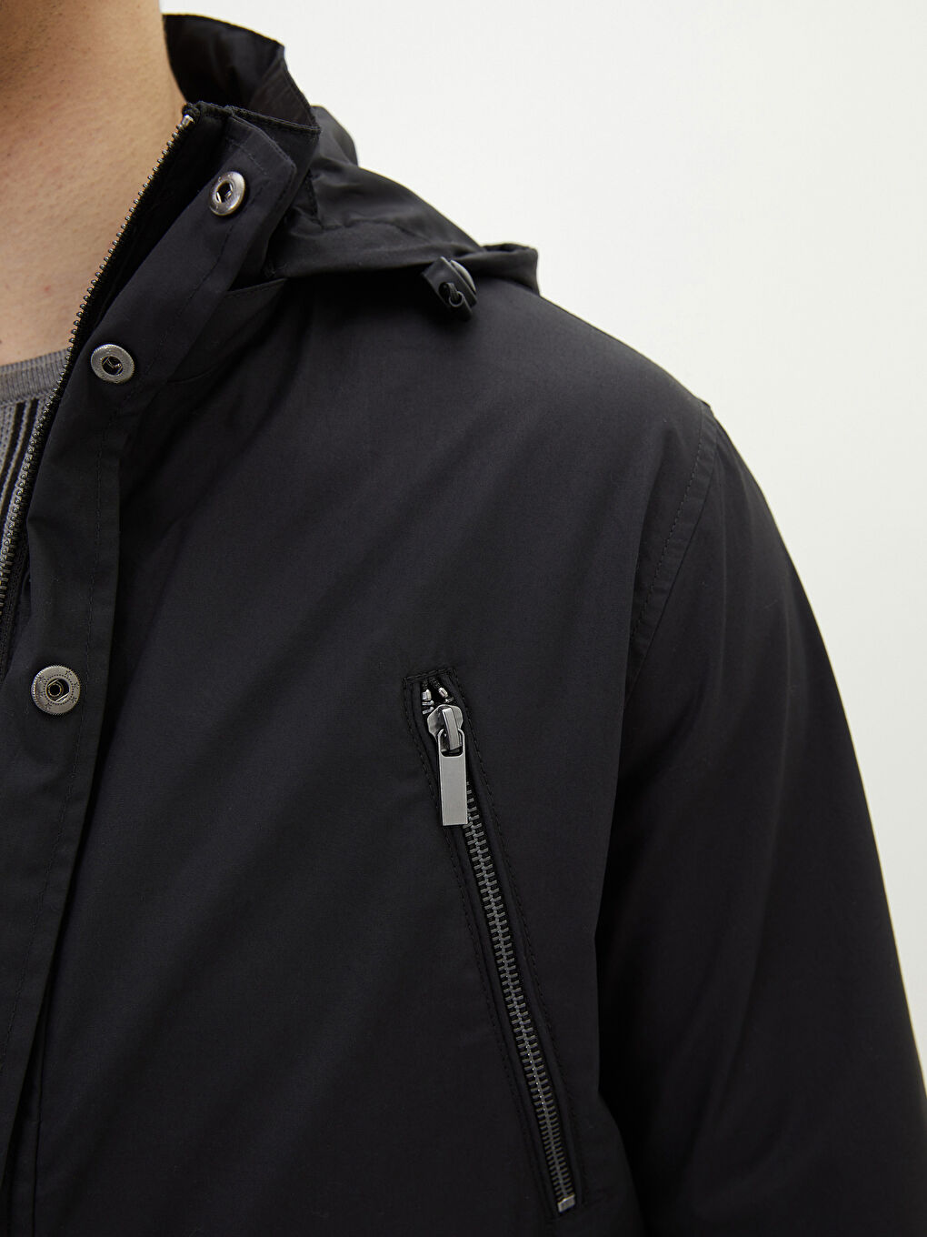 Standard Fit Hooded Thin Men's Coat-2