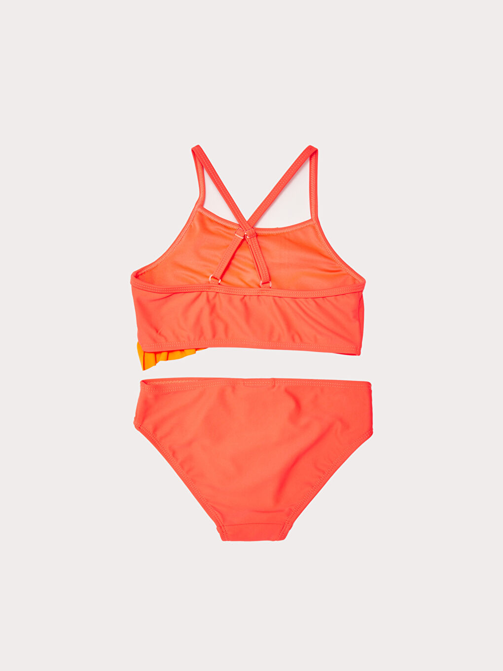 Frill Detail Girl's Bikini Made of Flexible Fabric-1