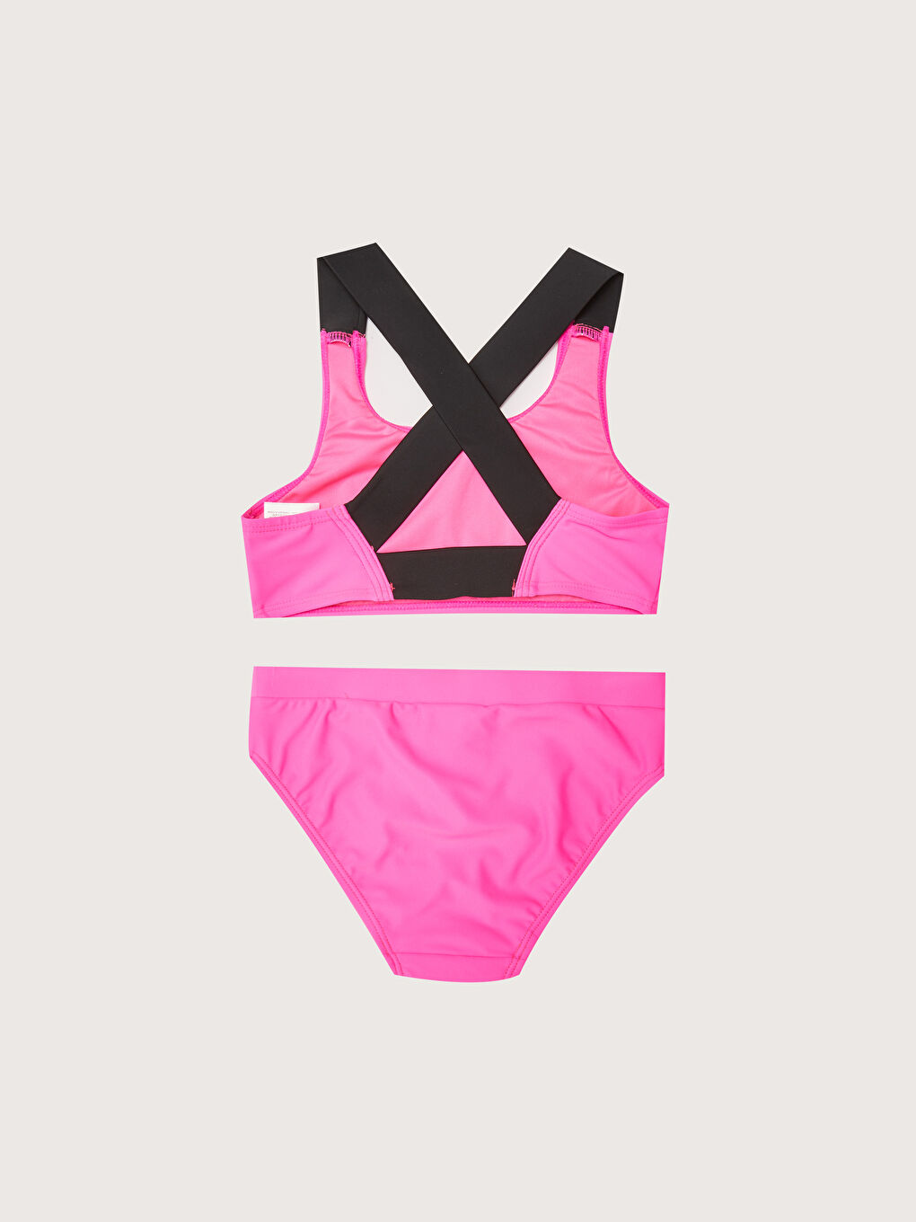 Fuşya Esnek Kumaştan Baskılı Kız Çocuk Bikini-1