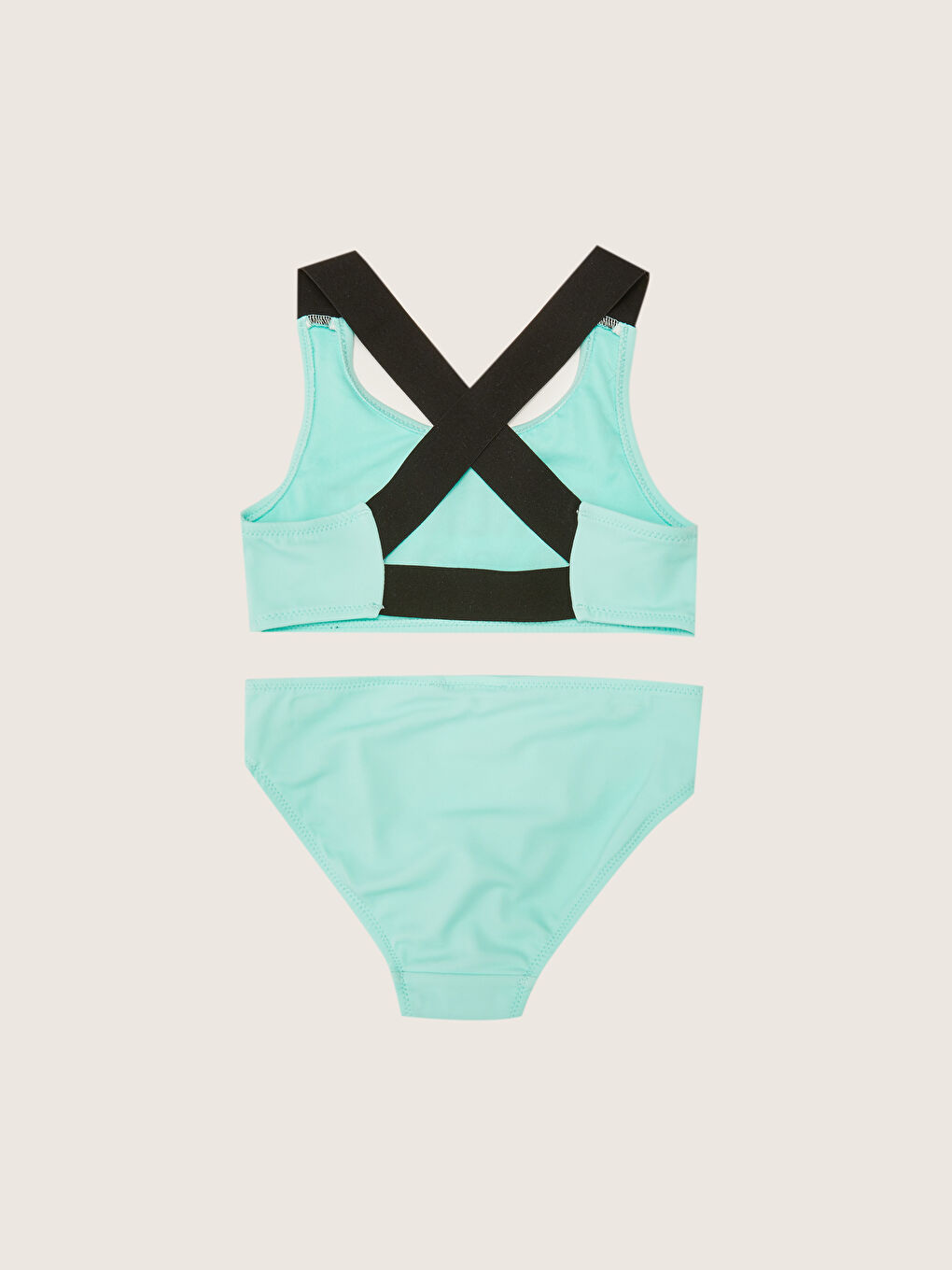 Yeşil Esnek Kumaştan Baskılı Kız Çocuk Bikini-1