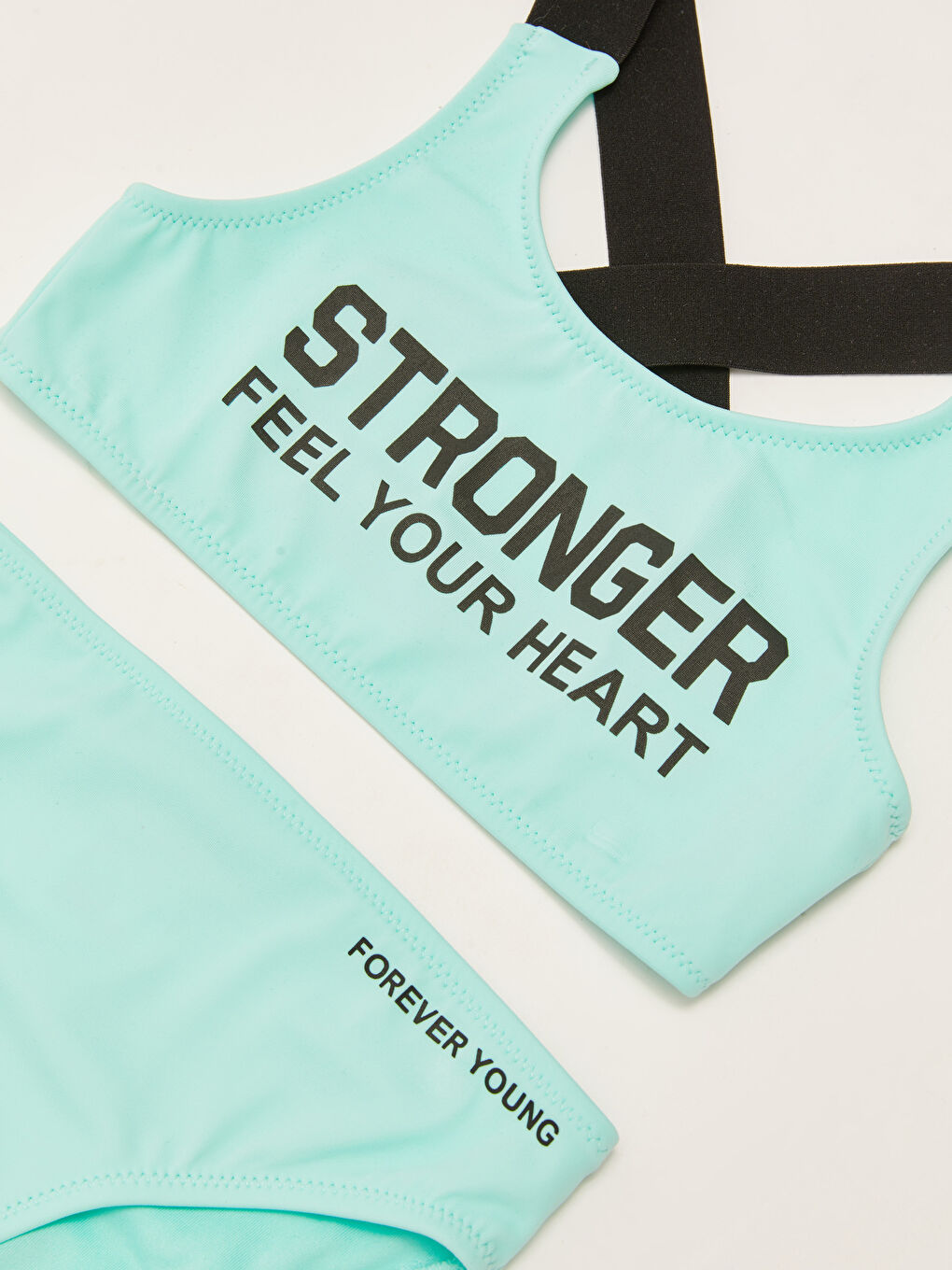 Yeşil Esnek Kumaştan Baskılı Kız Çocuk Bikini-2