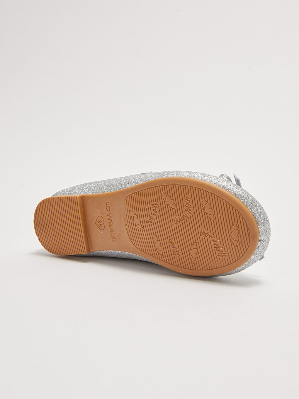 Gri Simli Fiyonk Detaylı Lastikli Kız Çocuk Babet-3