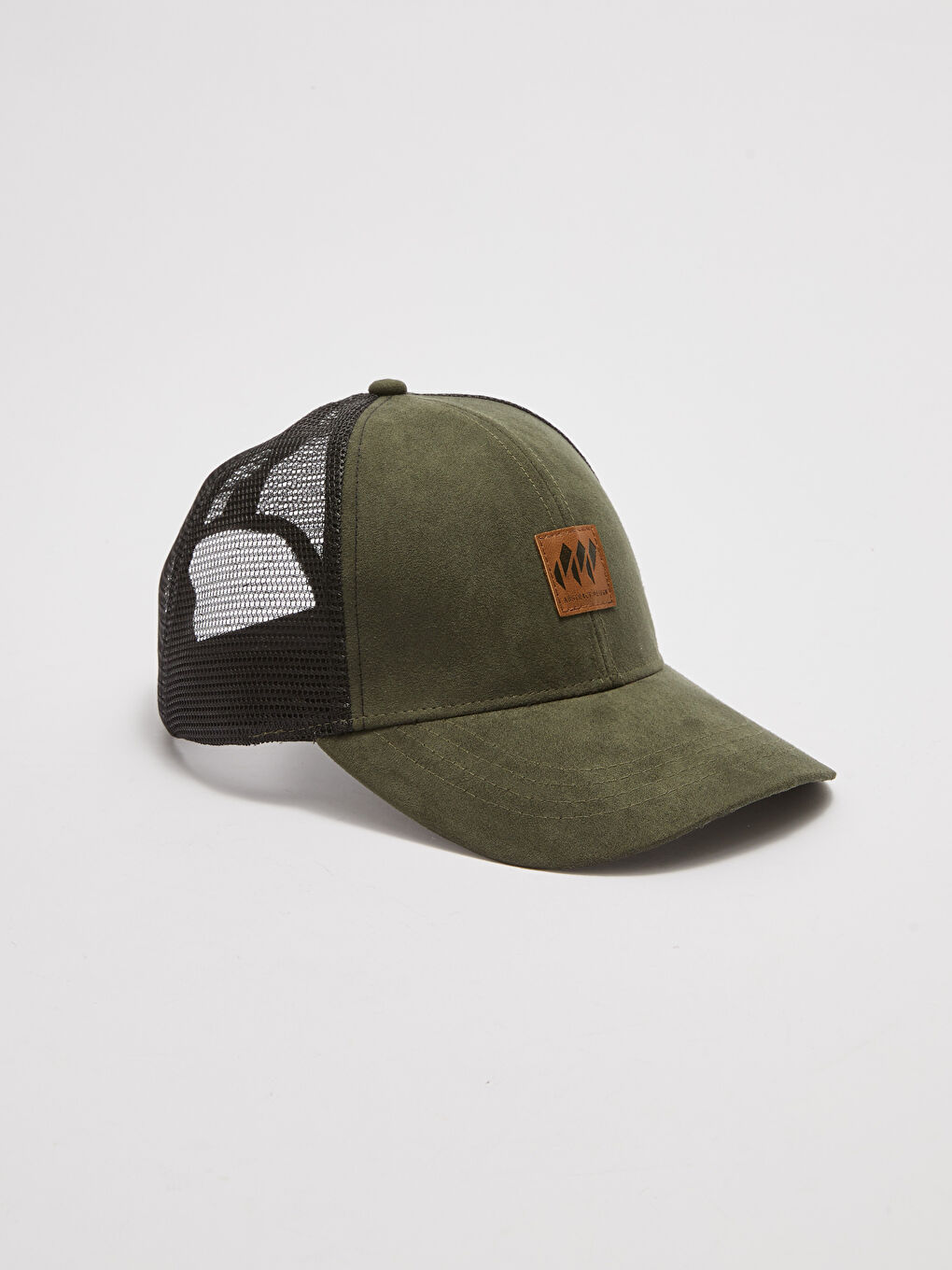 Haki Kabartma Baskılı File Detaylı Erkek Kep Şapka-1