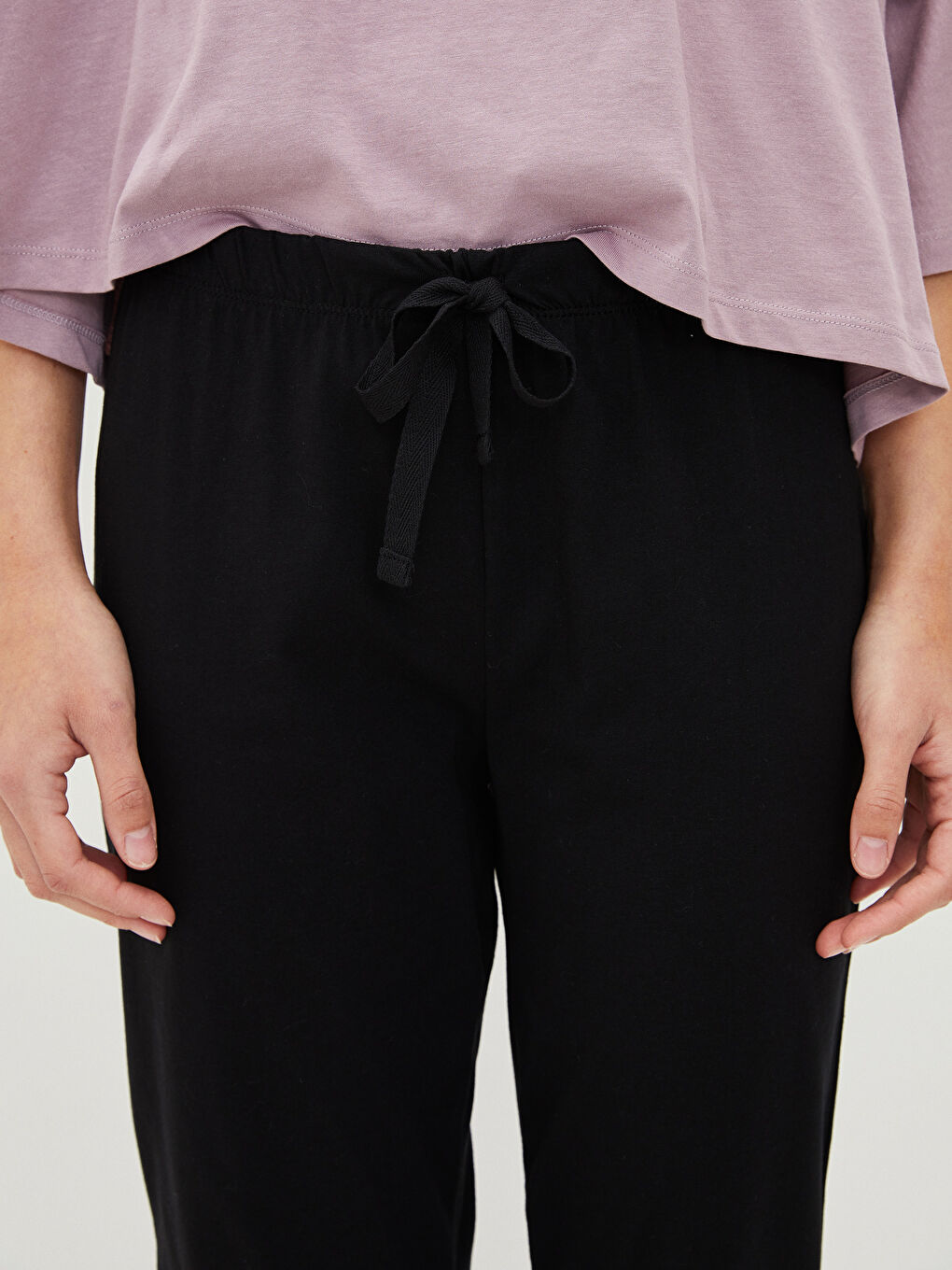LCW DREAM Siyah Kadın Beli Lastikli Düz  Pijama Altı - 4