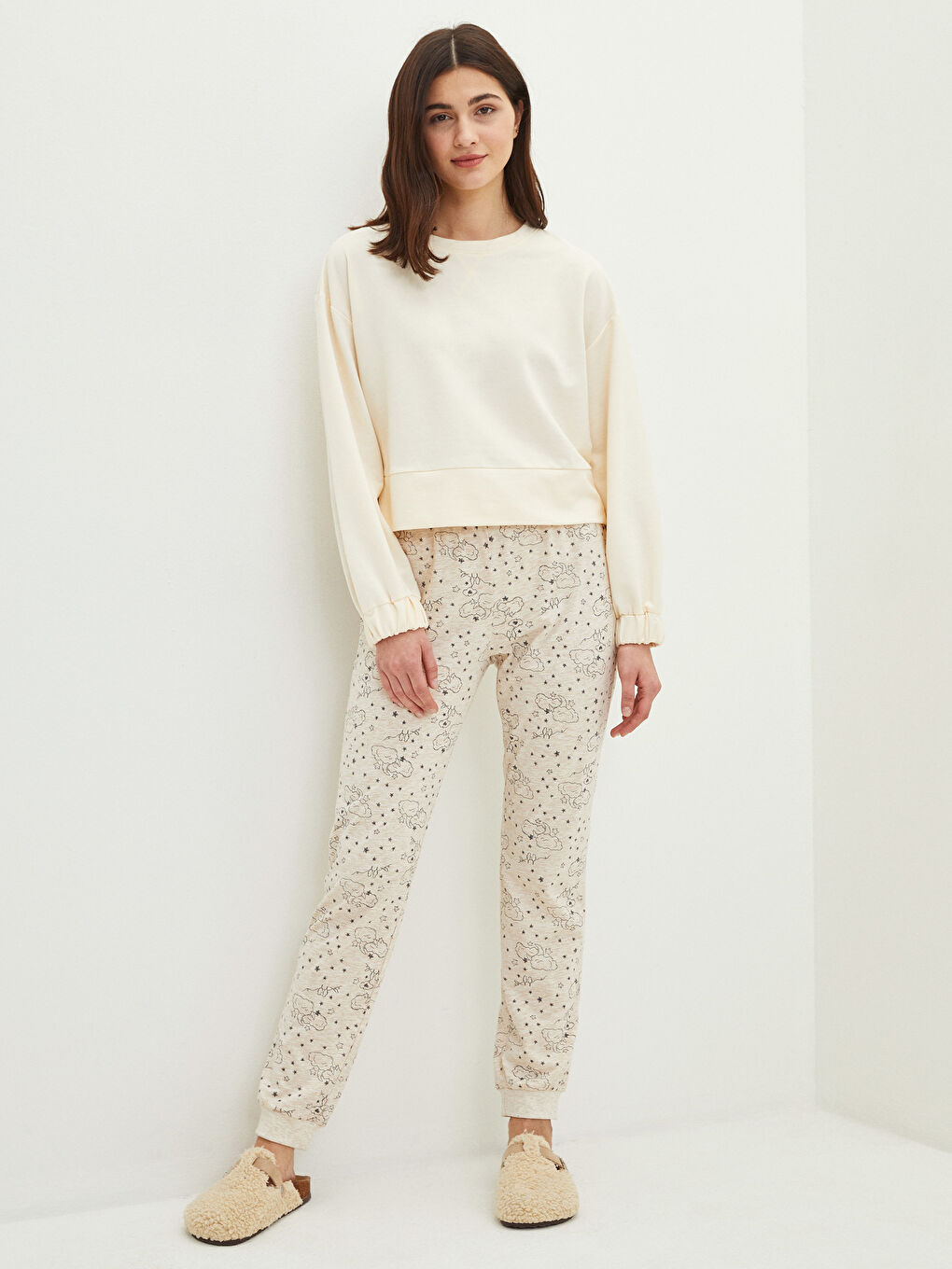 قيعان بيجامة مطبوعة بخصر مرن للسيدات