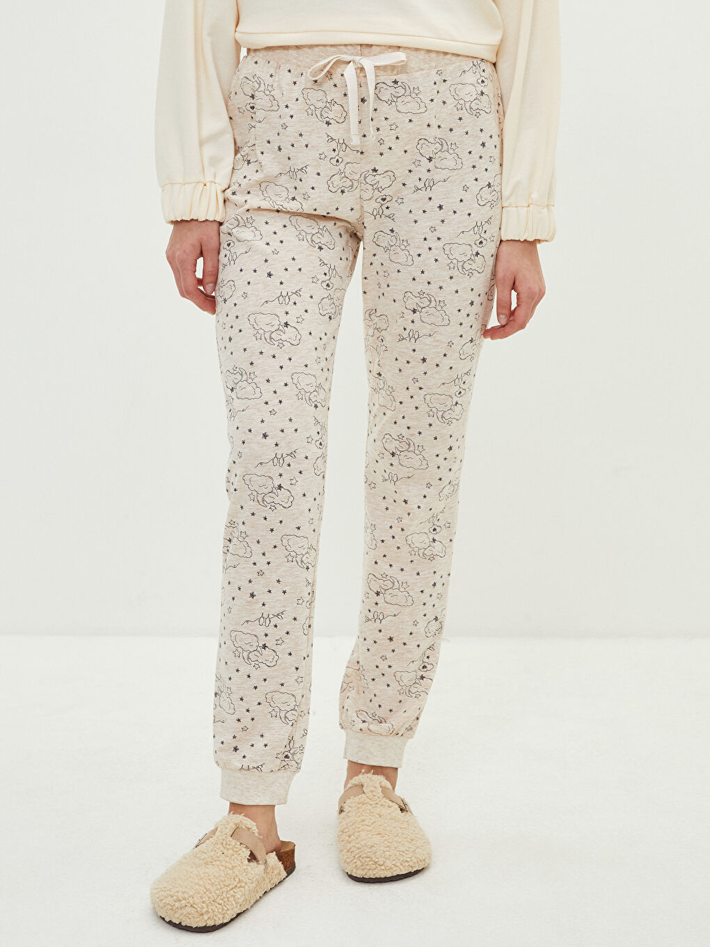 قيعان بيجامة مطبوعة بخصر مرن للسيدات-2