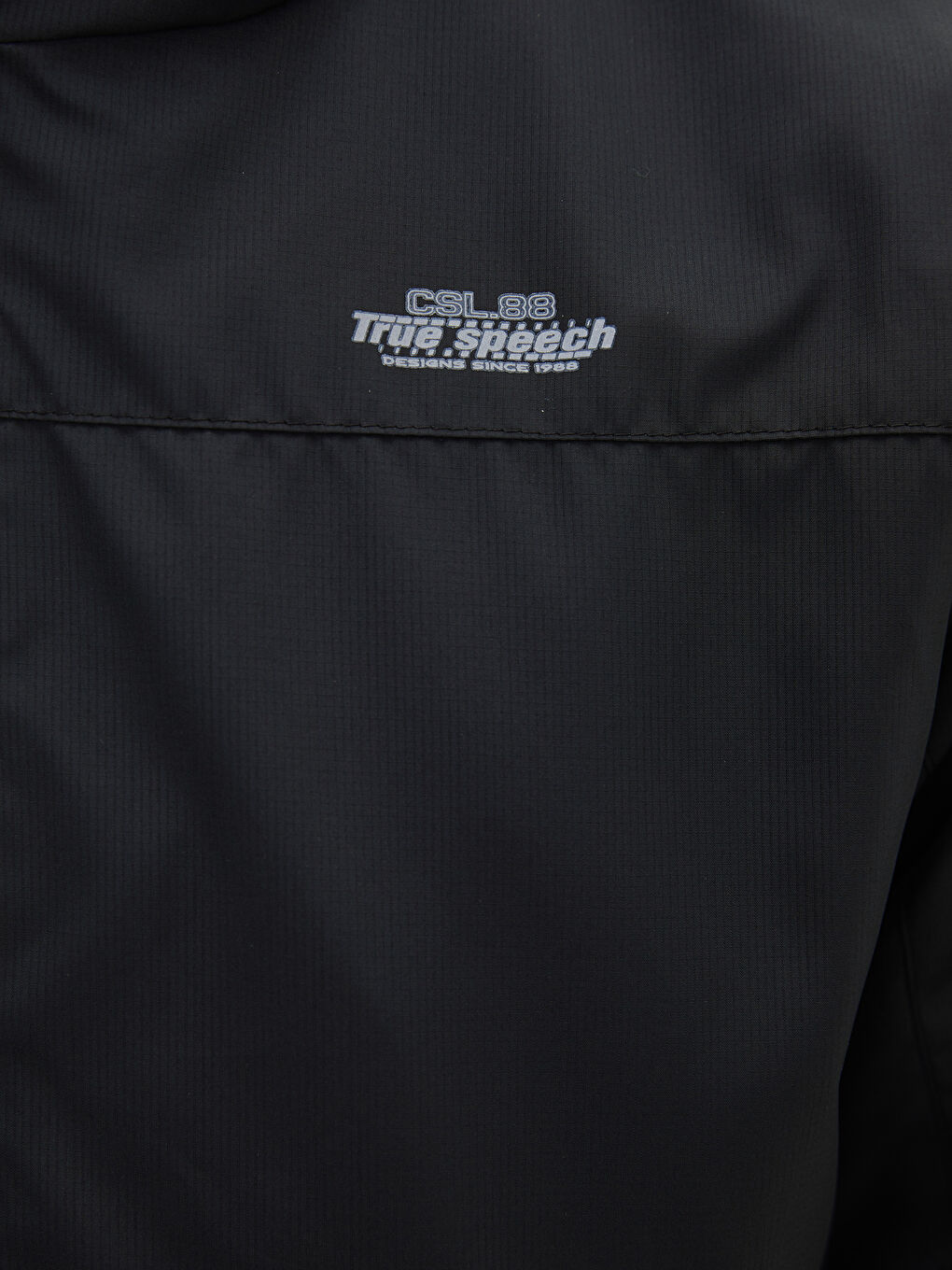 Siyah Rahat Kalıp Kapüşonlu Erkek Yağmurluk-3