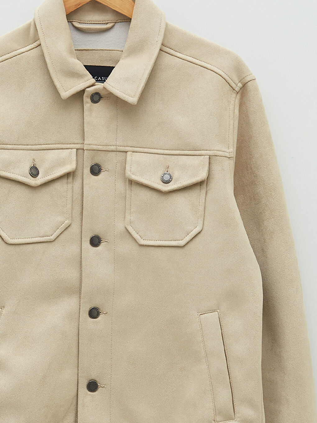 Slim Fit Shirt Neck Men's Suede Coat -S22308Z8-J0B