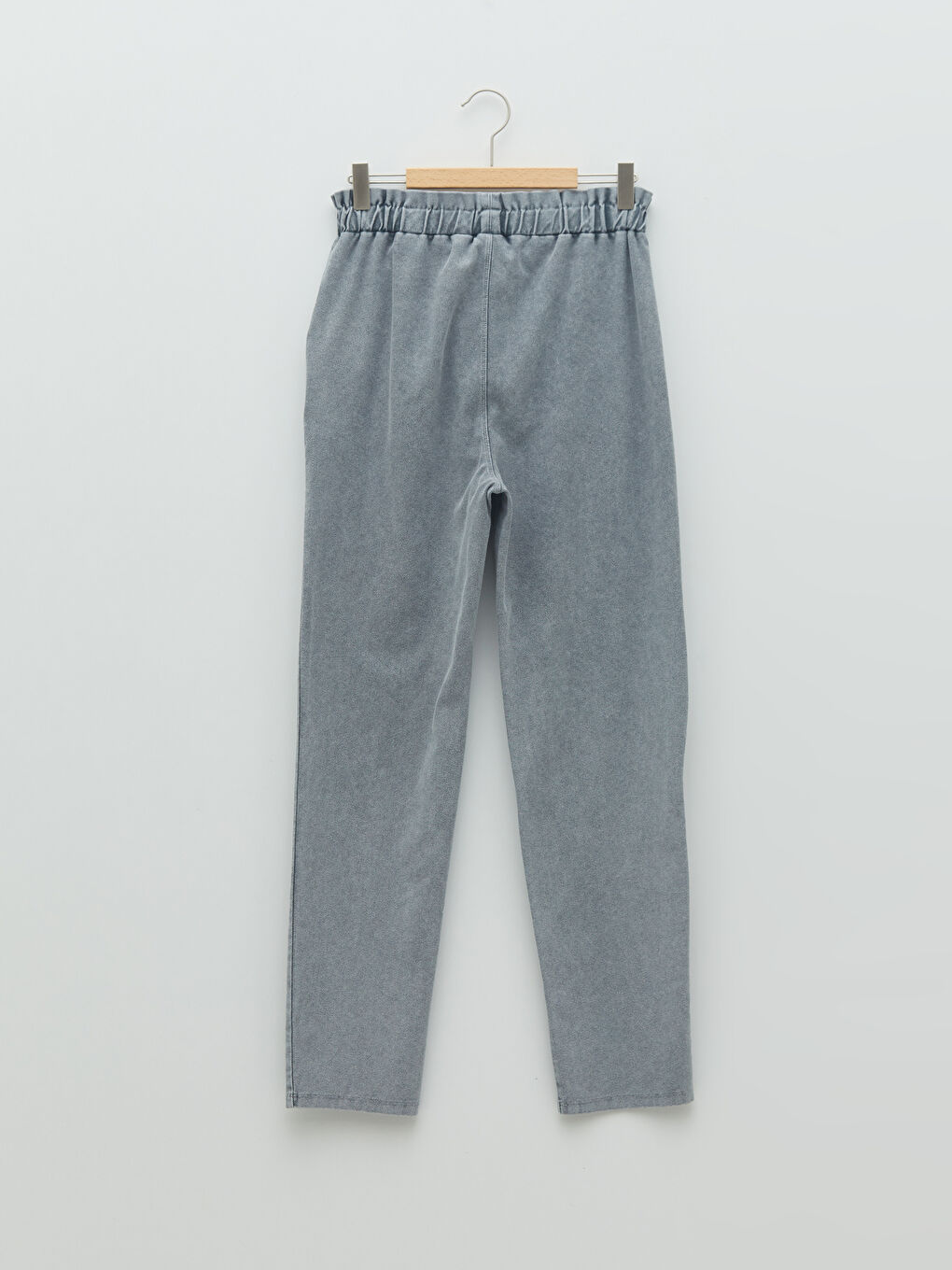 Gri Beli Lastikli Basic Kız Çocuk Pantolon-1