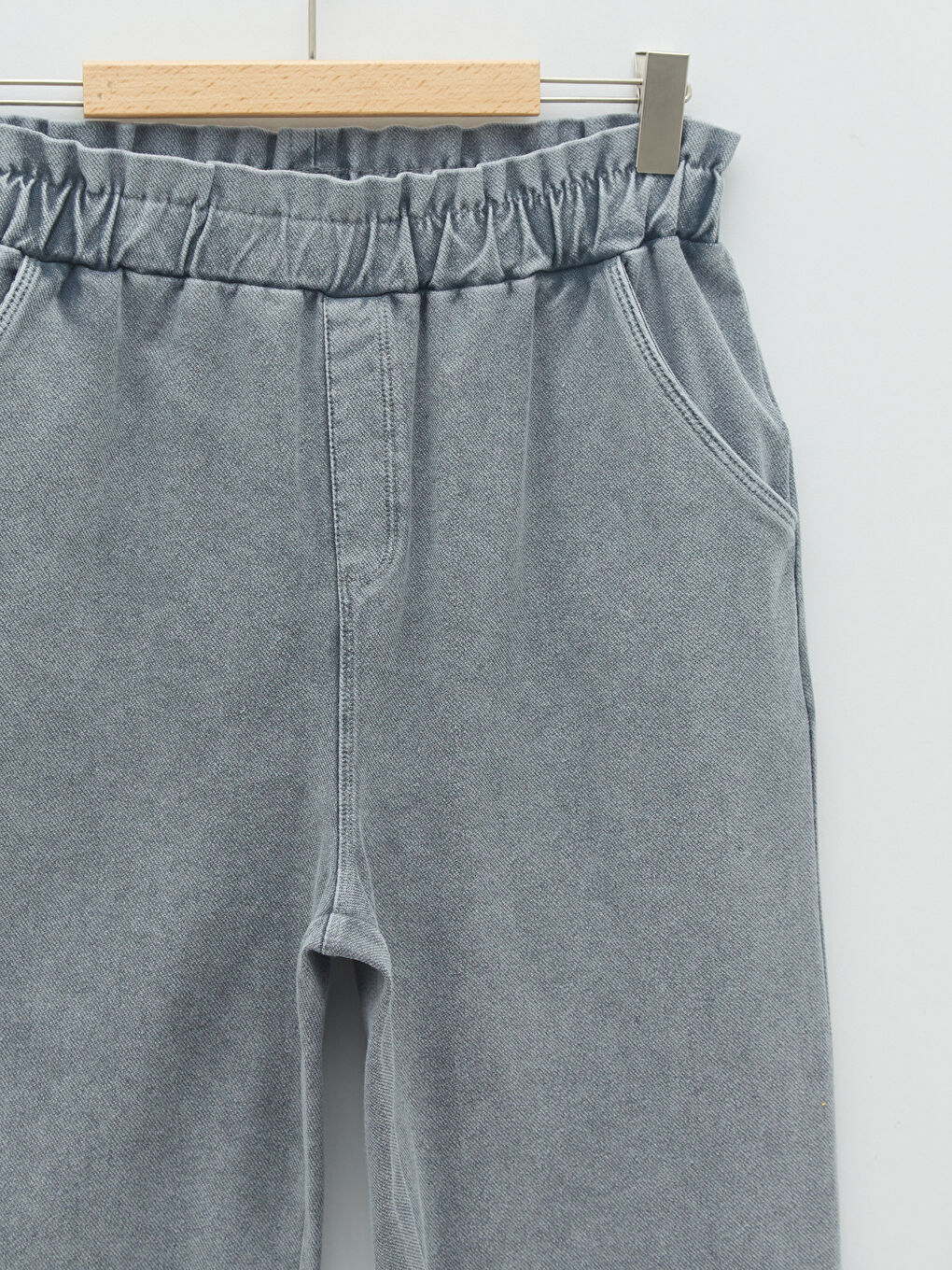 Gri Beli Lastikli Basic Kız Çocuk Pantolon-2