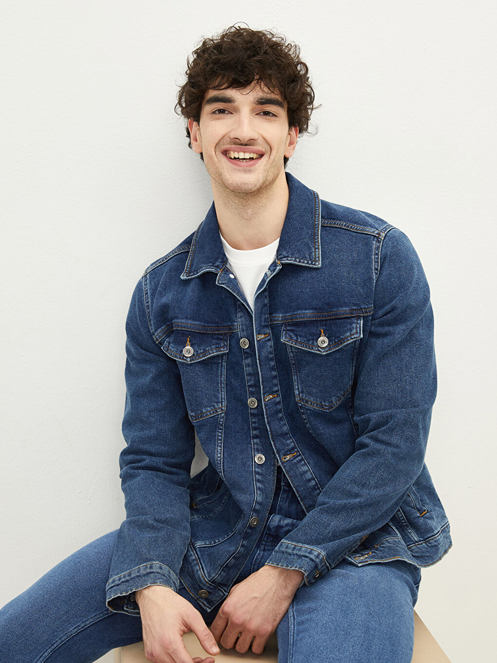 İndigo Standart Kalıp Erkek Jean Ceket