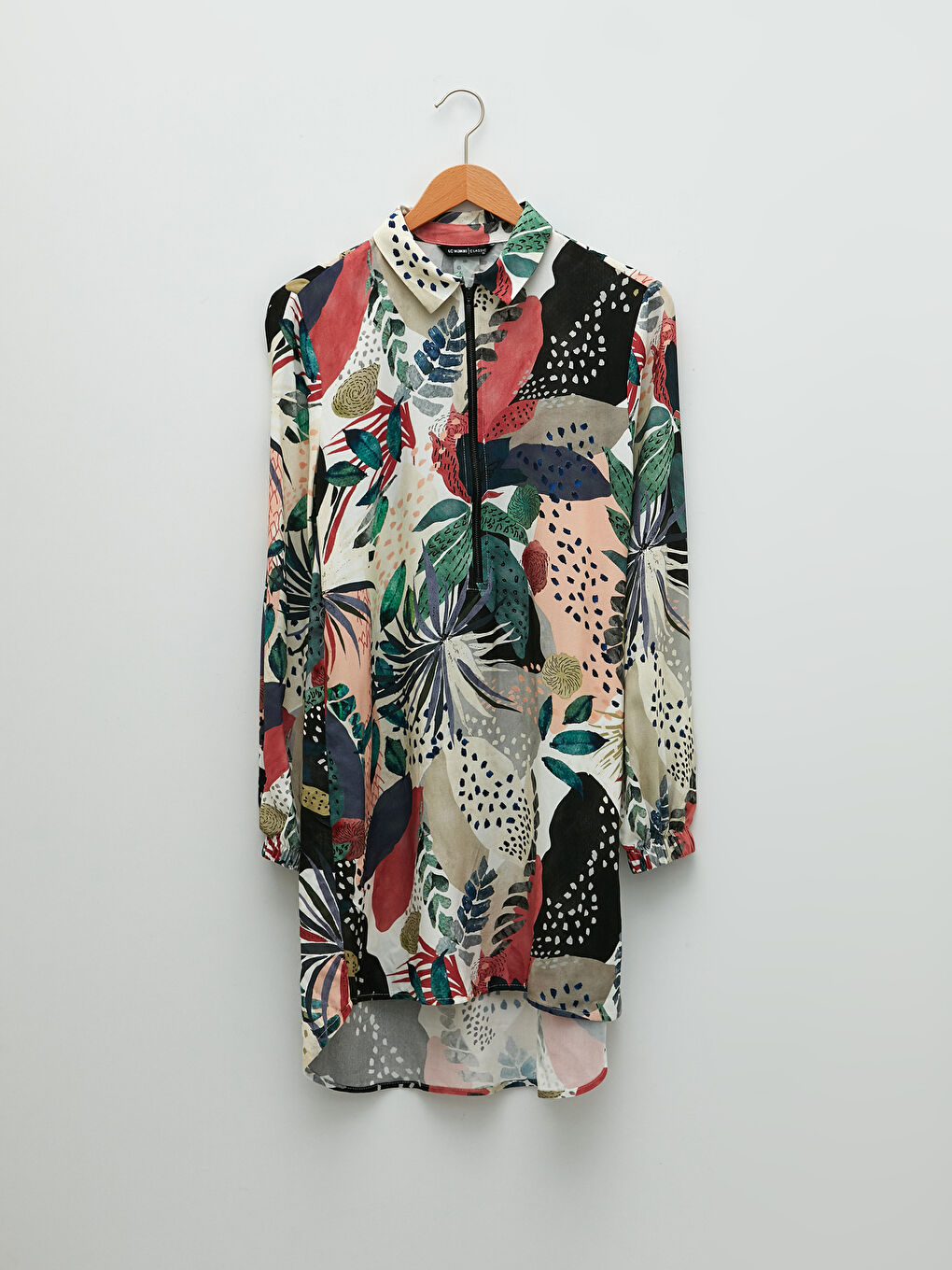 LCWAIKIKI Classic Patterned Long Sleeve Viscose Women's Shirt Tunic -S22320Z8-LT4
