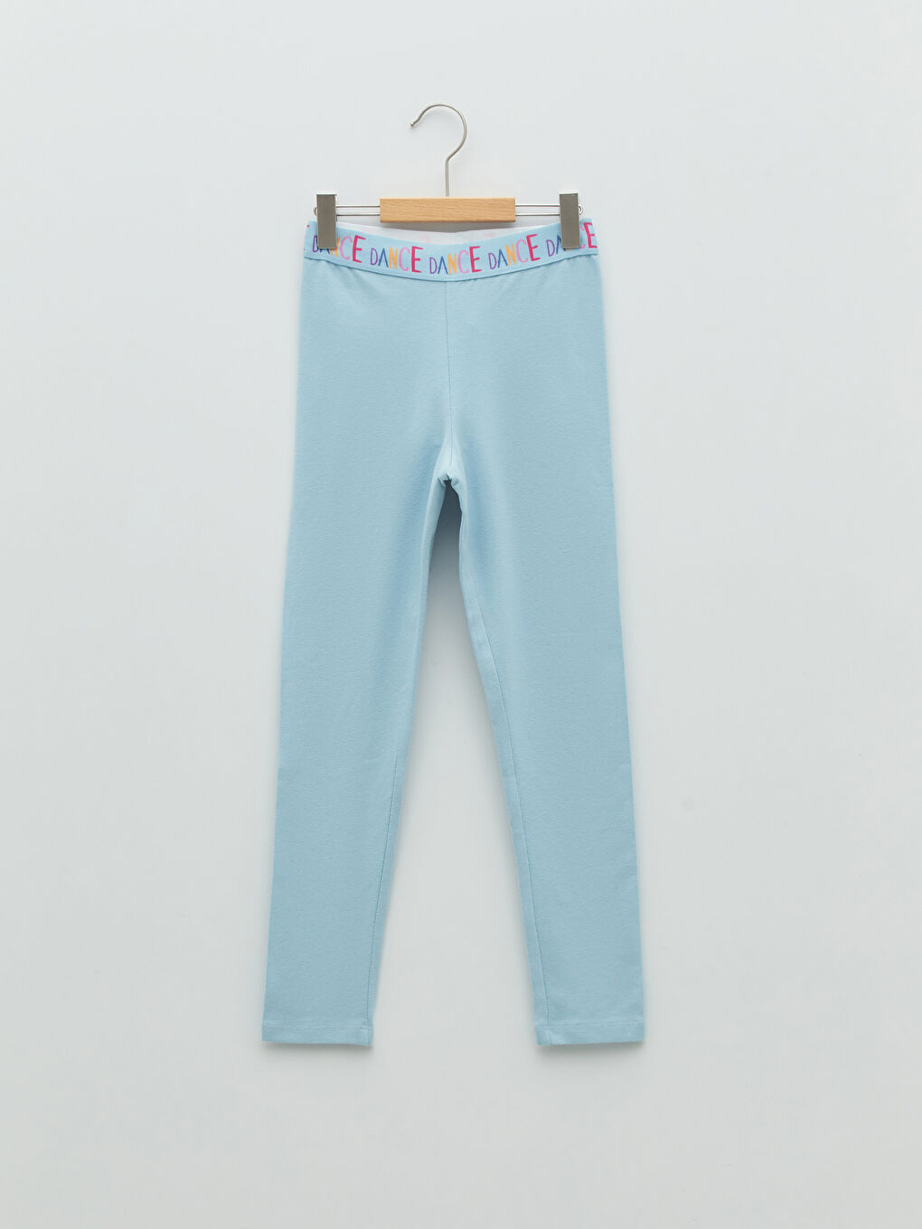 Mavi Beli Lastikli Baskılı Pamuklu Kız Çocuk Uzun Tayt