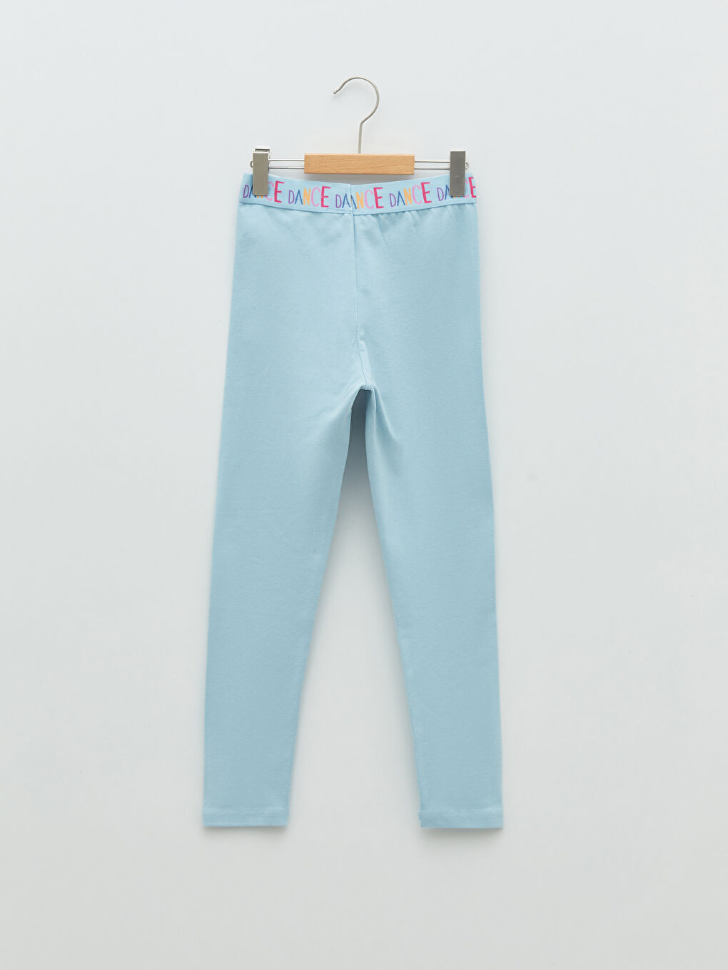 Mavi Beli Lastikli Baskılı Pamuklu Kız Çocuk Uzun Tayt-1