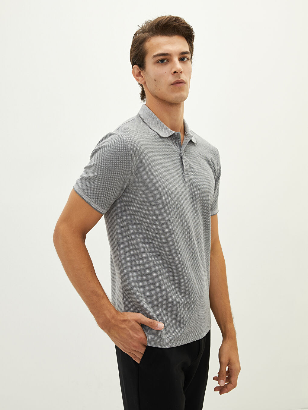 Polo Neck Short Sleeve Pique Men's T-Shirt-1