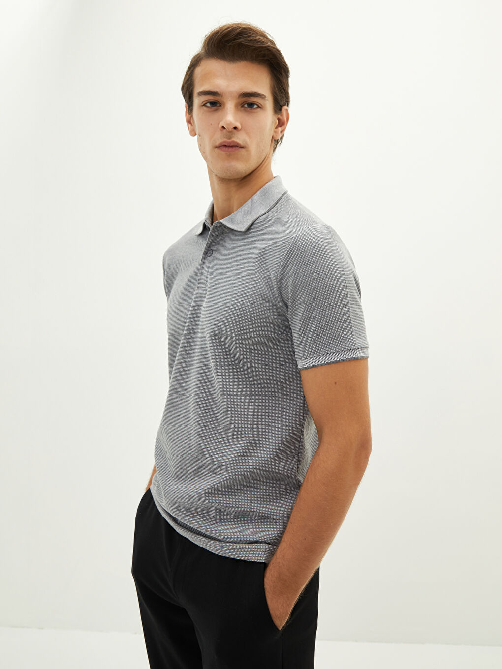 Polo Neck Short Sleeve Pique Men's T-Shirt-2