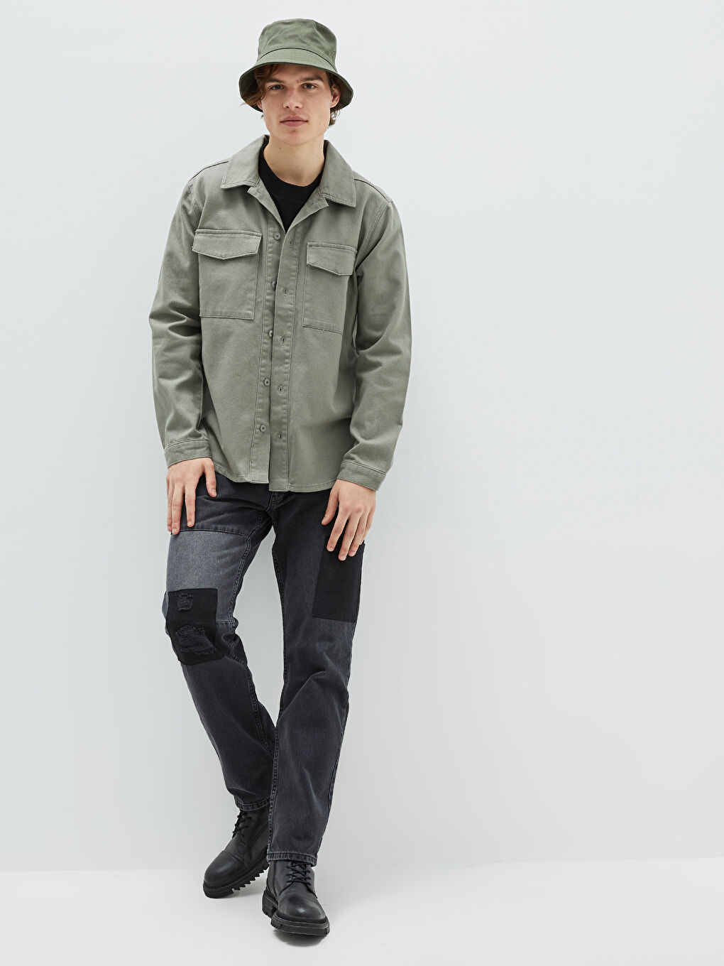 بالطو رفيع ياقة قميص مريح للرجال-3