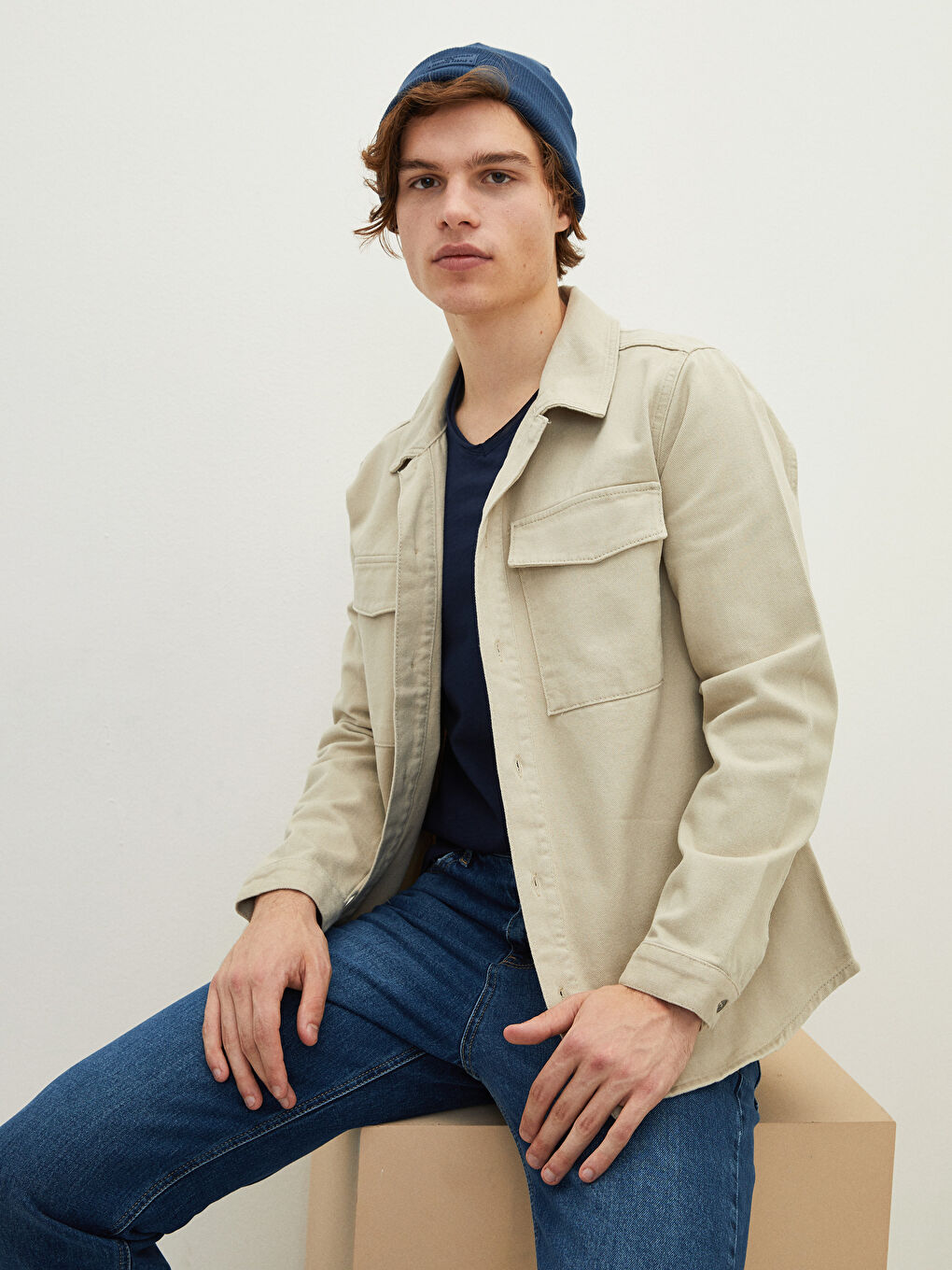 LCW Casual Comfortable Fit Shirt Collar Thin Men's Coat -S22340Z8-HZZ