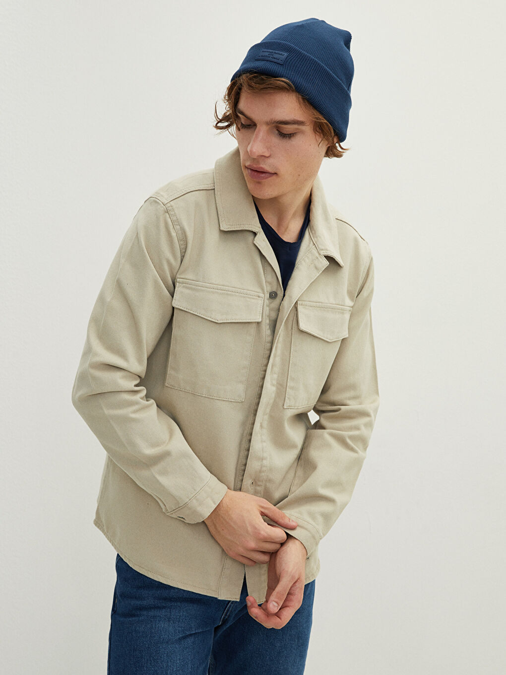 LCW Casual Comfortable Fit Shirt Collar Thin Men's Coat -S22340Z8-HZZ