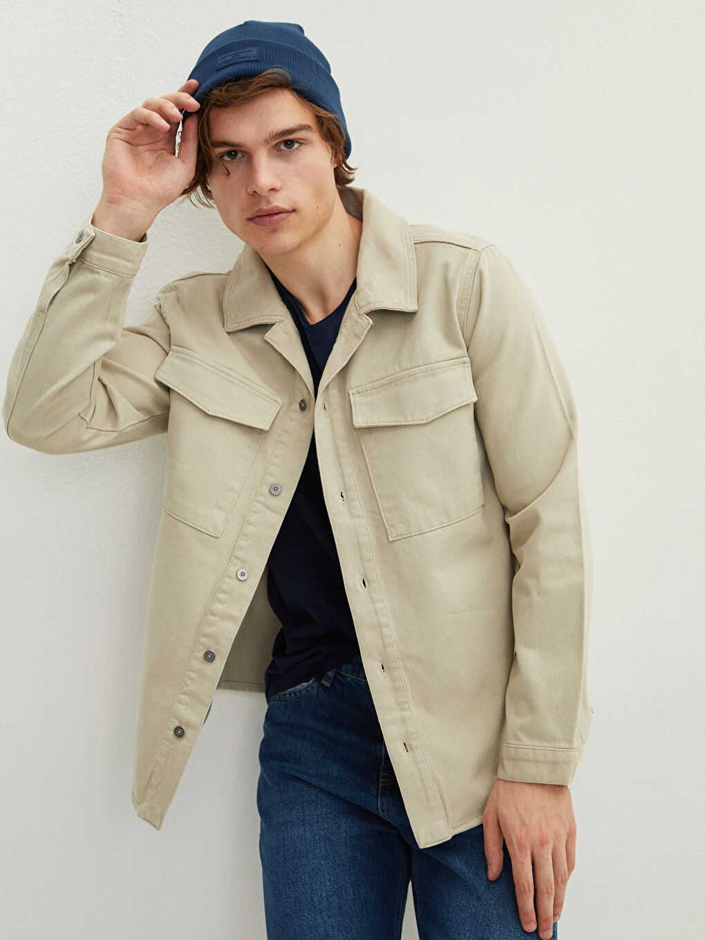 LCW Casual Comfortable Fit Shirt Collar Thin Men's Coat -S22340Z8-HZZ