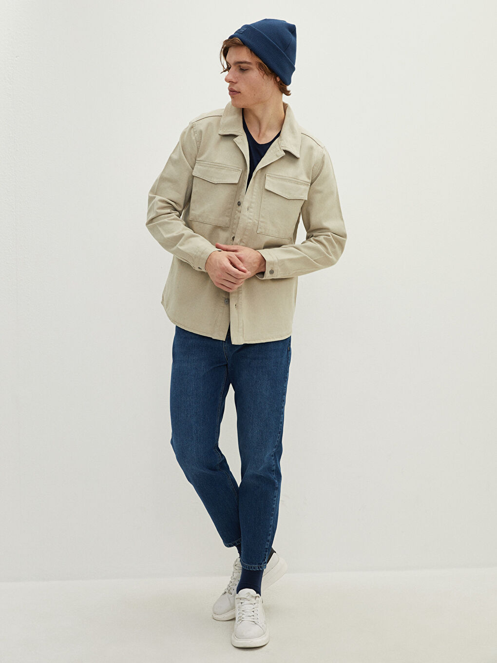 LCW Casual Comfortable Fit Shirt Collar Thin Men's Coat -S22340Z8-HZZ