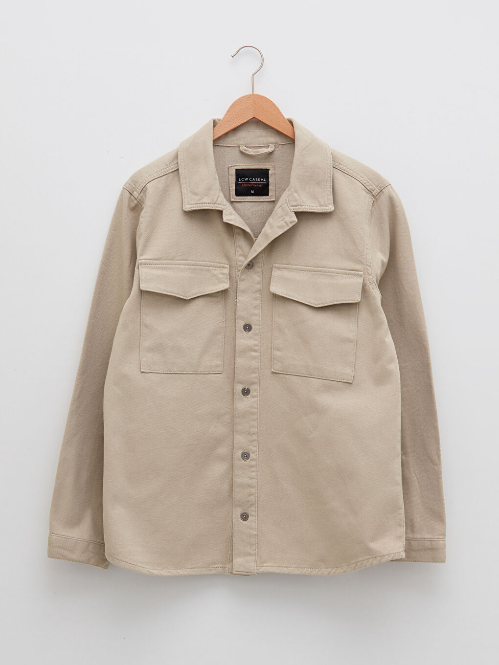 Bej Rahat Kalıp Uzun Kollu Erkek Gömlek Ceket-5