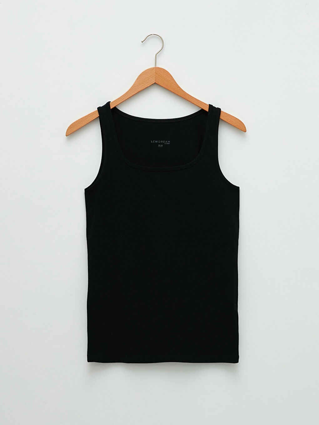 Siyah U Yaka Düz Pamuklu Kadın Atlet-5