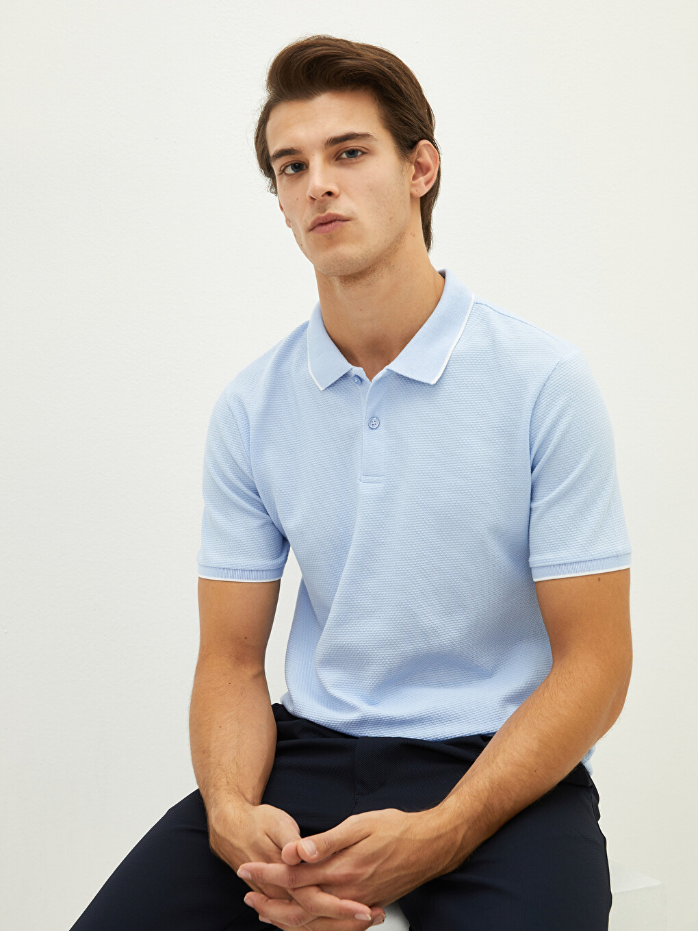 Polo Neck Short Sleeve Men's T-shirt-1