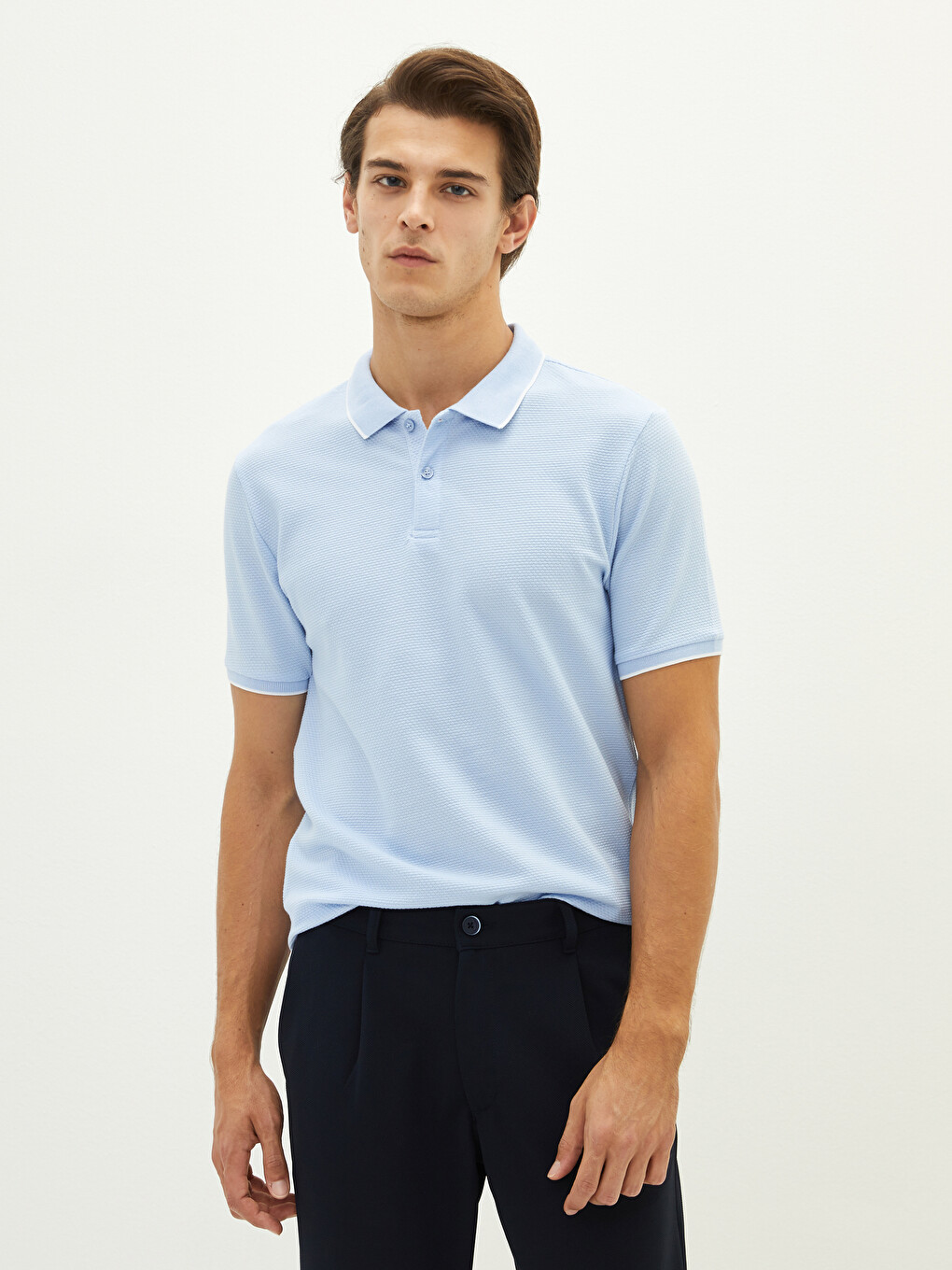 Polo Neck Short Sleeve Men's T-shirt-2