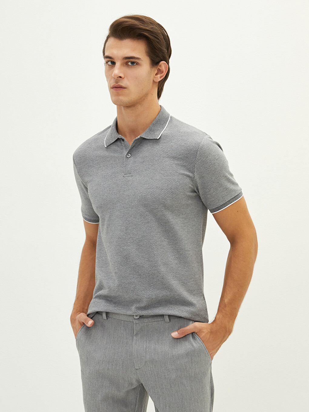 Polo Neck Short Sleeve Men's T-shirt-1