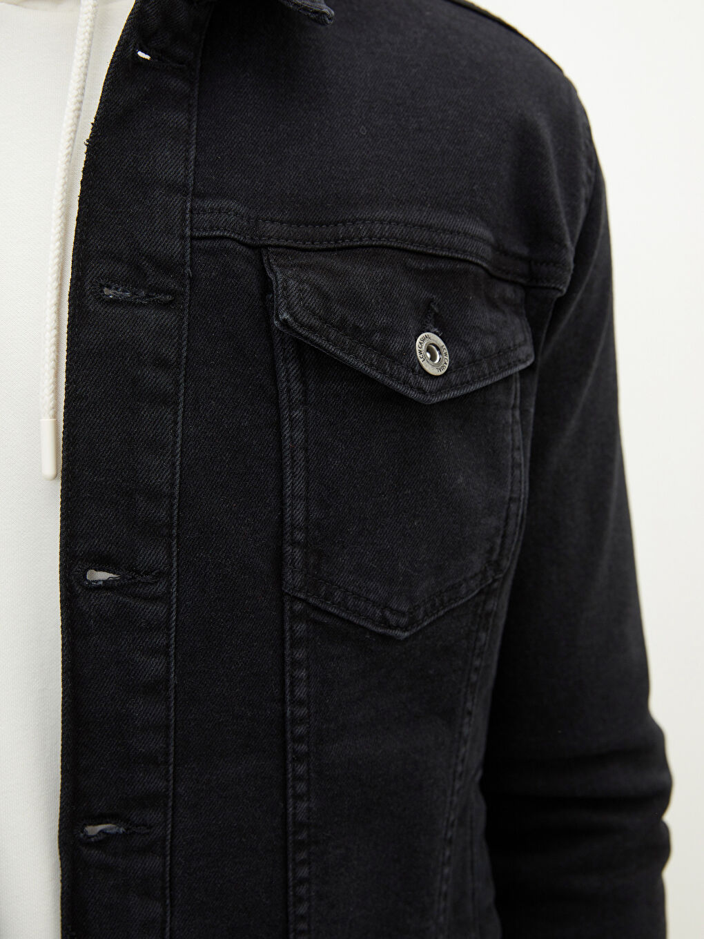 Siyah Slim Fit Gömlek Yaka İnce Erkek Mont-3