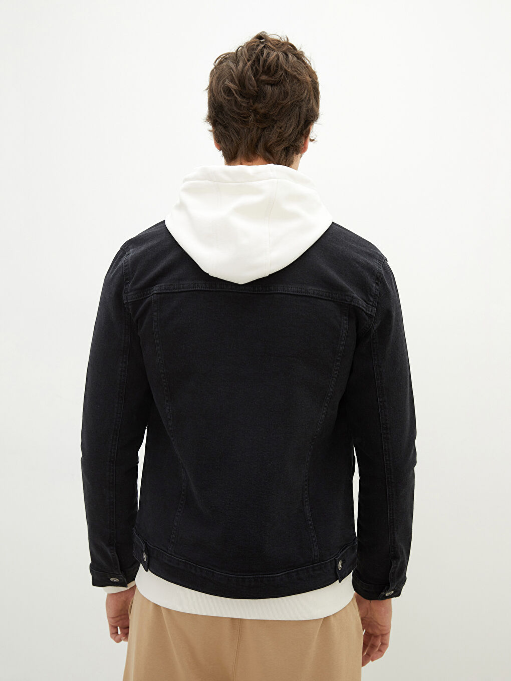 Siyah Slim Fit Gömlek Yaka İnce Erkek Mont-4