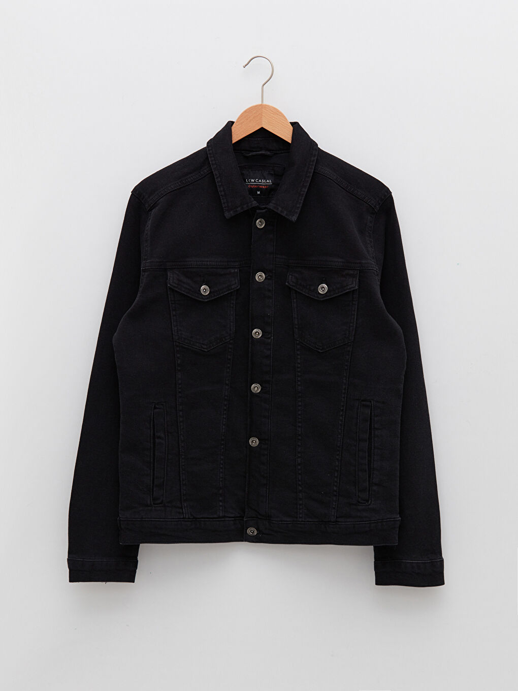 Siyah Slim Fit Gömlek Yaka İnce Erkek Mont-5