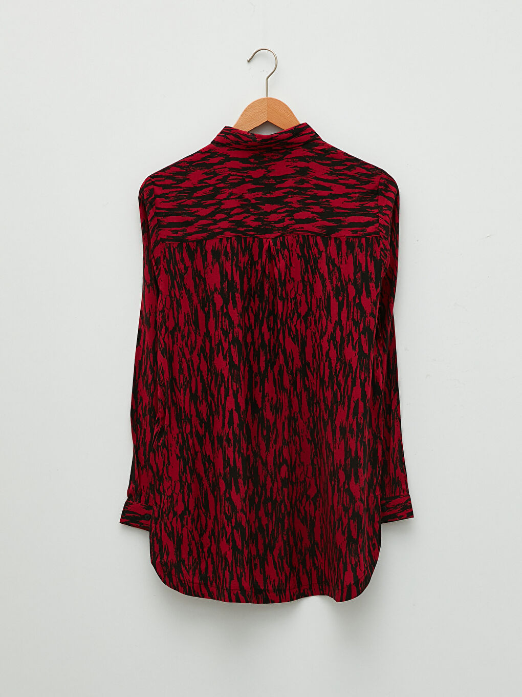 Front Button Closure Patterned Long Sleeve Viscose Women's Shirt-5