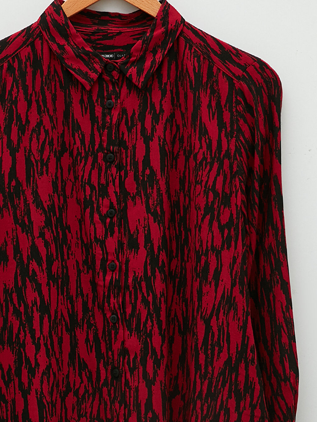 Front Button Closure Patterned Long Sleeve Viscose Women's Shirt-6