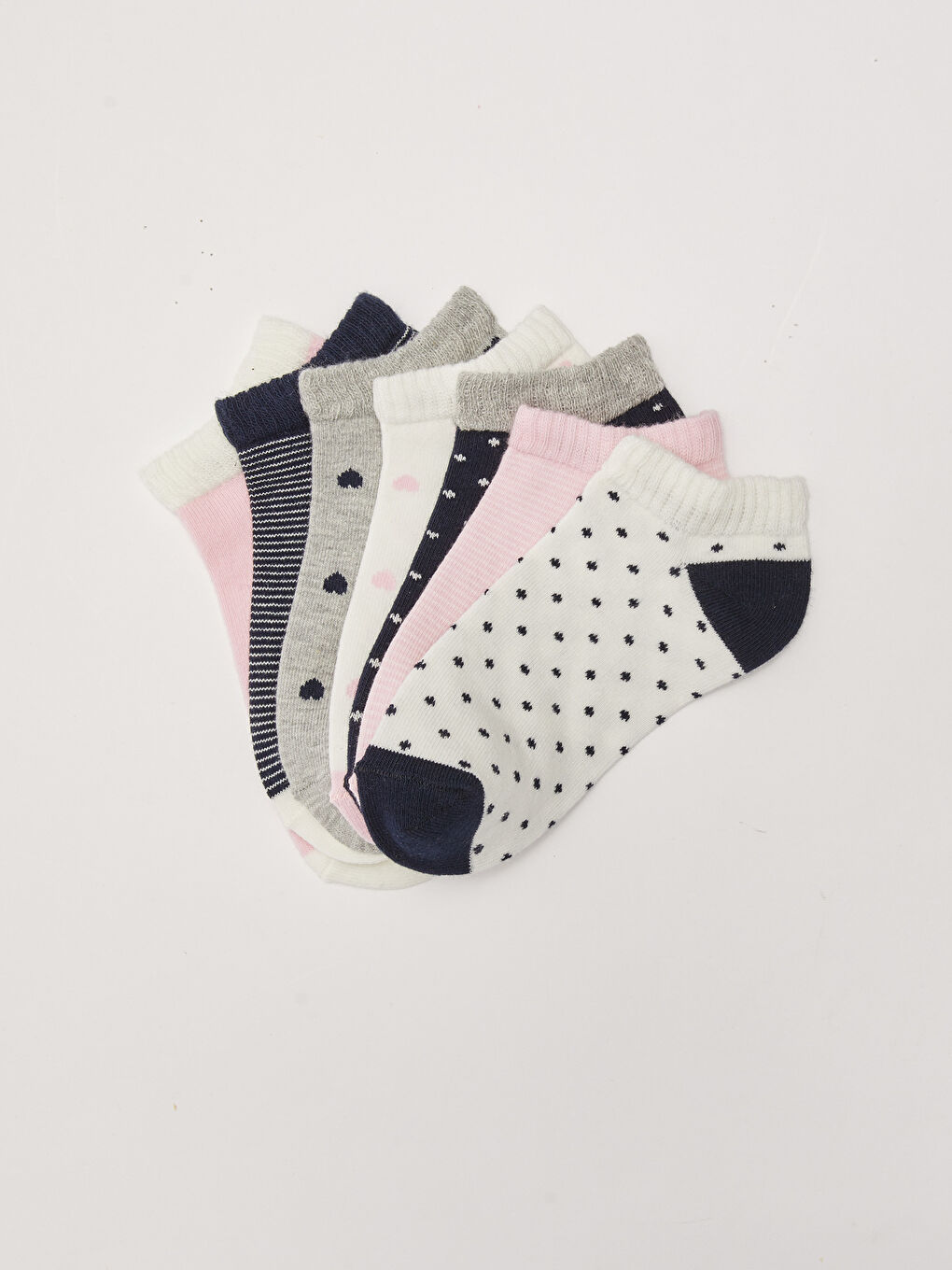 Patterned Girls' Trainer Socks 7 Pack